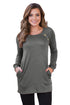 Sexy Black Button and Suede Accent Tunic Top